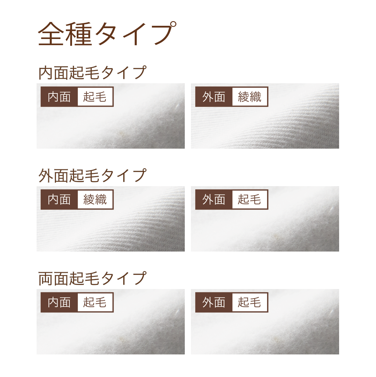 Port Nel 01 内面・外面・両面起毛タイプ3種セット